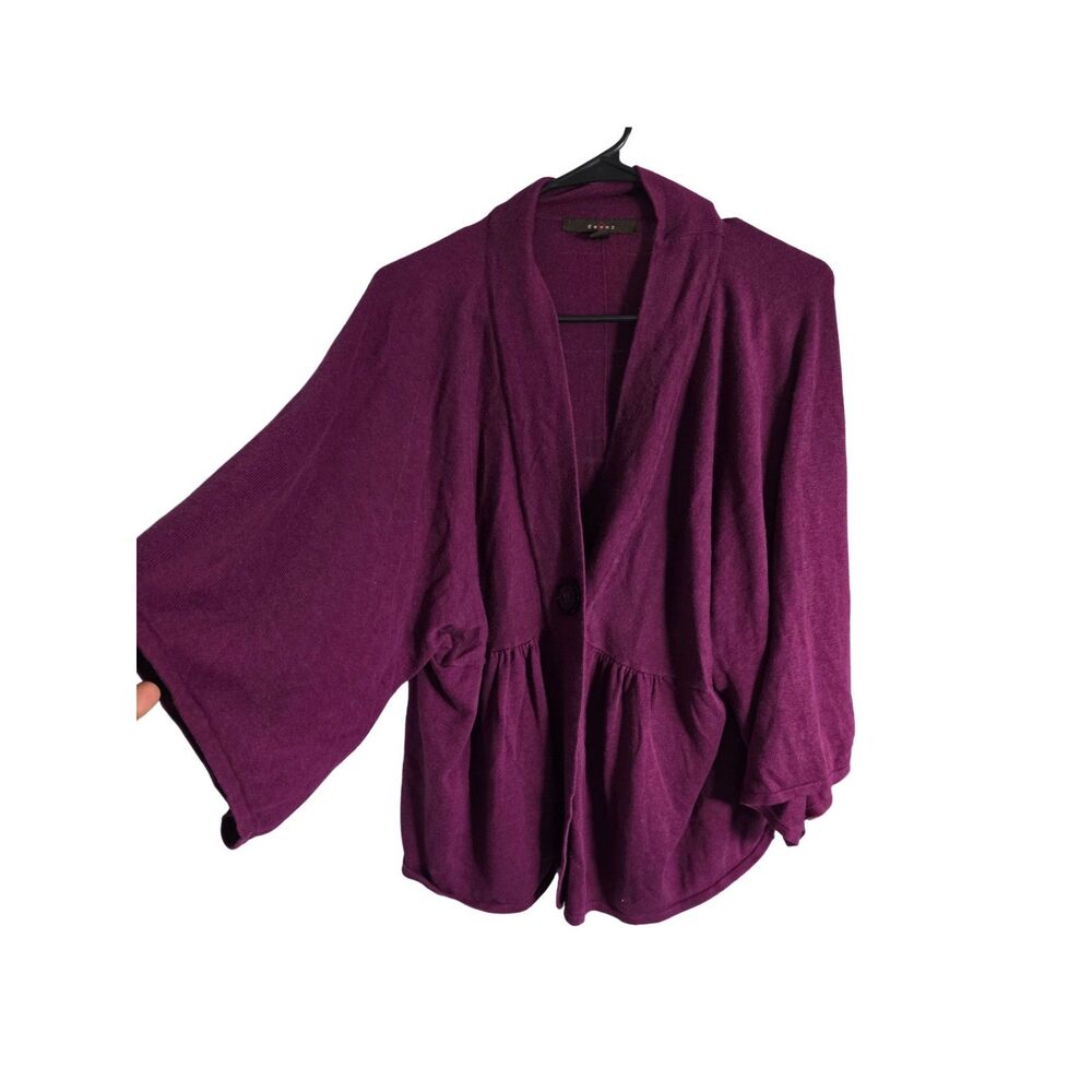 Fever Single Button Peplum Cardigan 2X Dolman Sleeve Cinched Knit Sweater